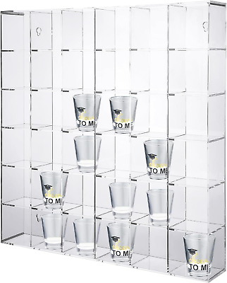 #ad Acrylic Shot Glass Display Case 36 Slots Wall Mount Collection Display Rack