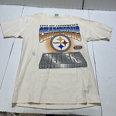 #ad Vintage 1995 NFL Steelers Superbowl XXX T shirt Mens L Striped Texture Casual