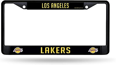 #ad Los Angeles Lakers Black Metal License Plate Frame Chrome Tag Cover 6x12 Inch