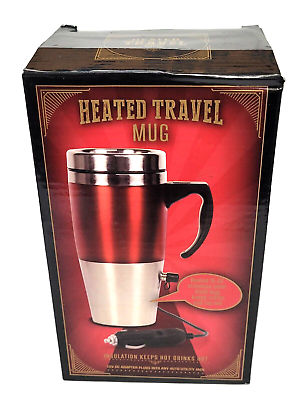 #ad Heated 15 oz. Travel Mug Stainless Steel 12V Coffee Mug NEW in BOX