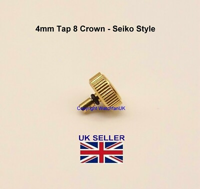#ad Tap 8 4mm Gold Tone Watch Crown Fits Seiko 5M42 0B70 5T52 6B29 40MD4NA1