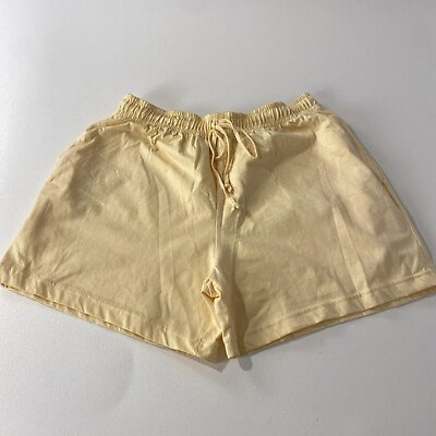 #ad bbg Women#x27;s Canary Yellow Large Shorts Pockets Pull on Drawstring Tennis Golf