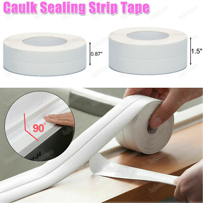 #ad 10.5ft PVC Self Adhesive Caulk Sealing Strip Tape For Kitchen Wall Sink Toilet