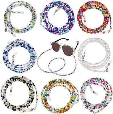 #ad 8pcs Glass Bead Eyeglass Chain Glasses Strap Holder Mask Lanyard Leash Necklace