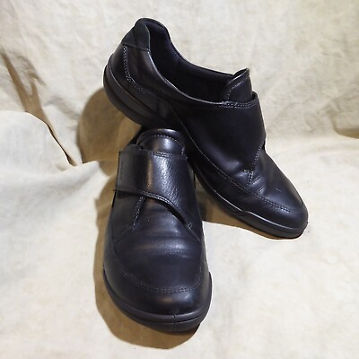 #ad 🩰 ECCO Comfort Clog Slip Ons sz 9.5 M EUR 41 Black Leather; Adjustable Straps