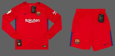 #ad New Barcelona Goalkeeper 14 16 Years Boys Football Kit Shirt Shorts Barca