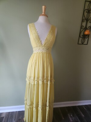 #ad Forever 21 Canary Yellow Maxi Sundress Women Size Small