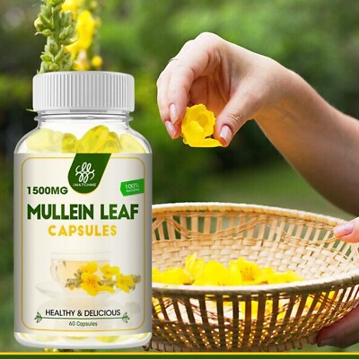 #ad Natural Mullein Leaf Capsules Extra Strength Detox Cleanse Lung Health Support