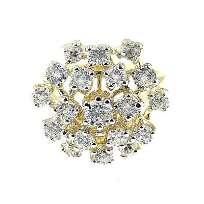 #ad $7800 2.50 CT YELLOW GOLD FLOWER DIAMOND COCKTAIL RING 14 KT