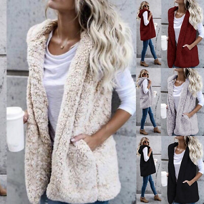 #ad Womens Warmer Gilet Winter Sleeveless Coat Ladies Fleece Fur Body Vest Waistcoat