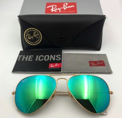 #ad #ad RayBan Green Aviator Flash Mirror 58mm Sunglasses RB3025 Unisex ray ban
