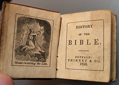 #ad History of the Bible 1850 Phinney 5 Co. Buffalo Miniature Leather Book