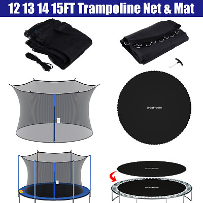 #ad Replacement Round Trampoline Safety Net and Jumping Mat Fit 12 13 14 15FT Frames