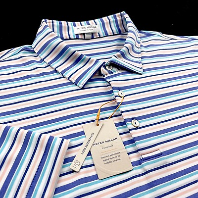 #ad Peter Millar Crown Sport Summer Comfort Performance Striped Polo Multicolor 2XL