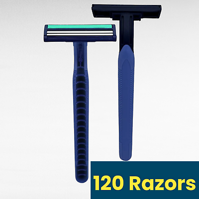 #ad Vaylor Disposable Razors for Men Sensitive Skin Shaving 2 Blade Razors 120 Pack