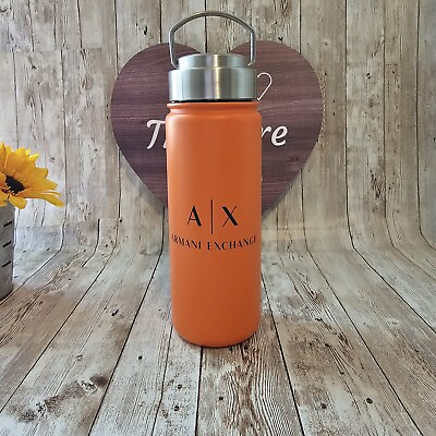 #ad Armani Exchange Water Bottle Orange Green Thermo Stainless Steel
