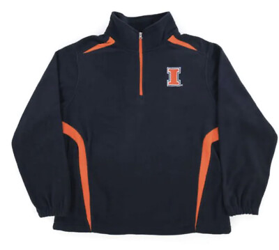 #ad Illinois Fighting Illini Genuine Stuff 1 4 Zip Fleece Pullover Jacket NEW $18.49