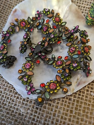 #ad Sorrelli Multicolor Flower Necklace And Earrings On Brass