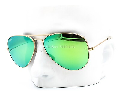 #ad Ray Ban RB 3025 112 19 Aviator Sunglasses Matte Gold Green Mirror 58mm Medium