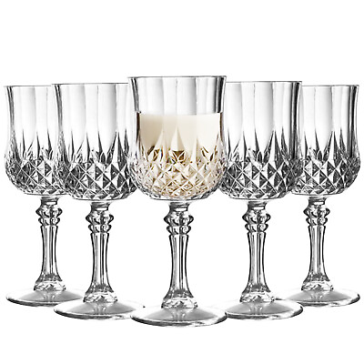#ad 8 oz. Crystal Cut Plastic Wine Glasses Fancy Wedding Party Wine Glasses 48pcs