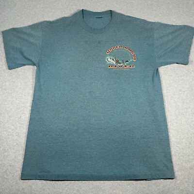 #ad Vintage River Rafting Shirt Adult Large Blue Single Stitch Oregon Upper Rogue 90