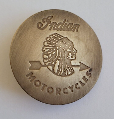 #ad Solid Brass Indian Motorcycle Badge Collectable Brass Biker 175quot; Badge Pin