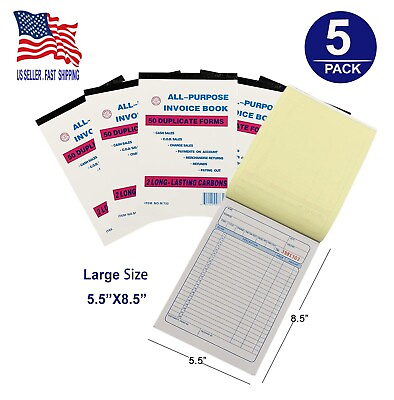 #ad 5 Pack Receipt Large Sales Order Book Invoice Duplicate Copy 50 Sets 5.5quot; X 8.5quot;