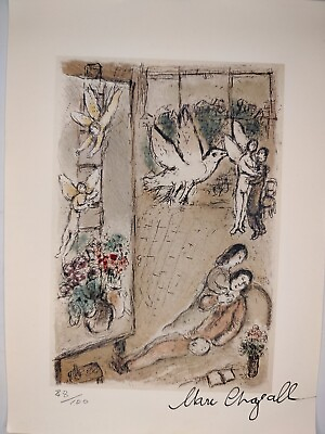 #ad Marc Chagall COA Vintage Signed Art Print on Paper Limited Edition Signed