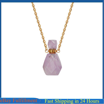#ad Natural Amethyst Quartz Crystal Perfume Bottle Pendant Necklace Healing Jewelry