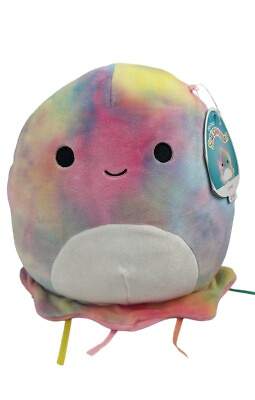 #ad Squishmallows Janet The Jellyfish 8” Rainbow Tie Dye Plush BNWT