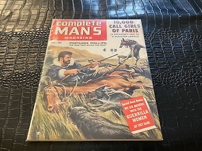 #ad AUGUST 1957 COMPLETE MANS mens adventure magazine COWBOY VS WOLF fight