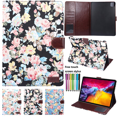 #ad For iPad Air4 10.9quot; 2020 Patterned Stand magnetic Leather Card Wallet Case Cover