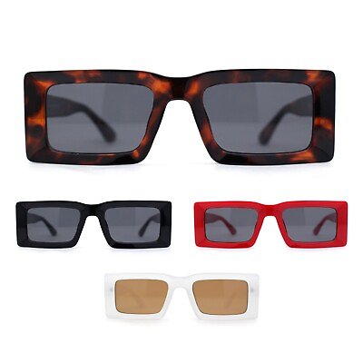 #ad Minimal Squared Rectangle Plastic Mod Plastic Sunglasses