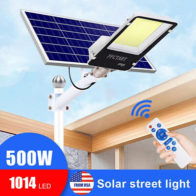 #ad 500W Bright Solar Street Light Dusk to Dawn Road LampPoleRemoteSolar Panel