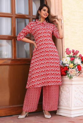 #ad Women#x27;s new design cord set rayon printed rayon kurti plazzo set indian fashion $39.27