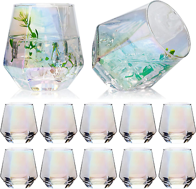 #ad #ad Rainbow Wine Glasses Set of 12 Iridescent Glassware