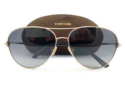 #ad TOM FORD Sunglasses FT0823 S Clark 28D Gold Gray Polarized TF823 New Authentic