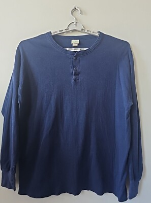 #ad LL Bean Vintage River Driver Wool Blend Henley Shirt Blue USA Men#x27;s XXL Tall