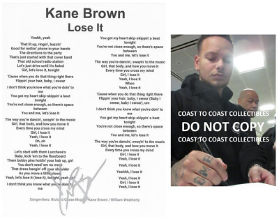 #ad Kane Brown signed Lose It Lyrics sheet COA exact Proof autographed