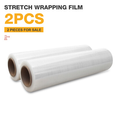 #ad 15 18quot; x 1500FT Pallet Clear Black Wrap Stretch Film Shrink Hand Wrap 2 Rolls