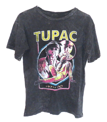 #ad Tupac Shakur 1971 90s Rap 2PAC Official Black Stone Wash T Shirt Bravado Size M