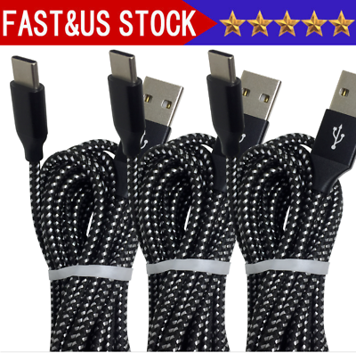 #ad 3Pack Braided USB C Type C Fast Charging Data SYNC Charger Cable Cord 3 6 10FT