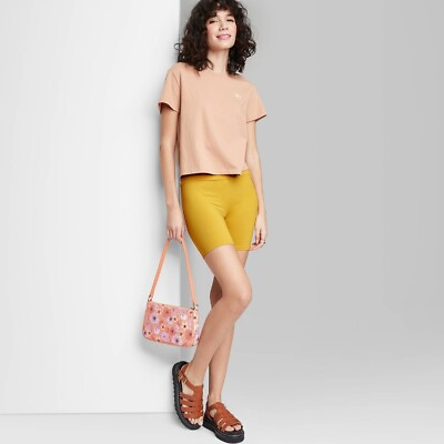 #ad Women#x27;s Ultra Soft Bike Shorts Wild Fable Mustard Yellow Large