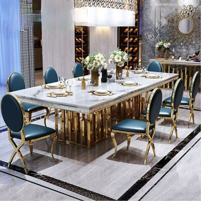 #ad Royal Look Modern Luxurious Marble Top Dining Table Set