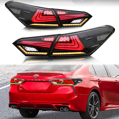 #ad Pair Smoked LED Tail Lights Rear Lamps For 2018 2019 Toyota Camry XLE Modifiy