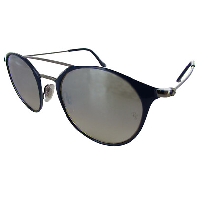#ad Ray Ban Mens RB3546 Round Sunglasses Blue Gunmetal Silver Gradient Flash