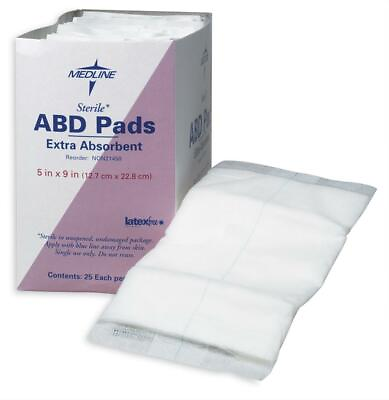 #ad Medline Sterile Super Absorbent Abdominal Pad 5quot; x 9quot; Box of 25 NON21450H $6.29