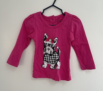 #ad Nannette Baby Girls Cute Embroidered Terrier Dog Long Sleeve Shirt Hot Pink 18 M