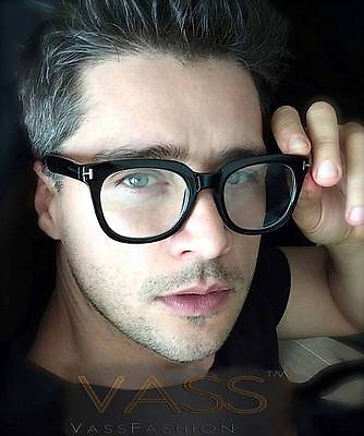 #ad Fashion Designer Square Rectangular Thick Frame Clear Lenses Men Eyeglasses