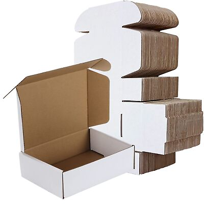 #ad 7x5x2 Shipping Boxes Set of 50 White Small Corrugated Cardboard Box Mailer Box